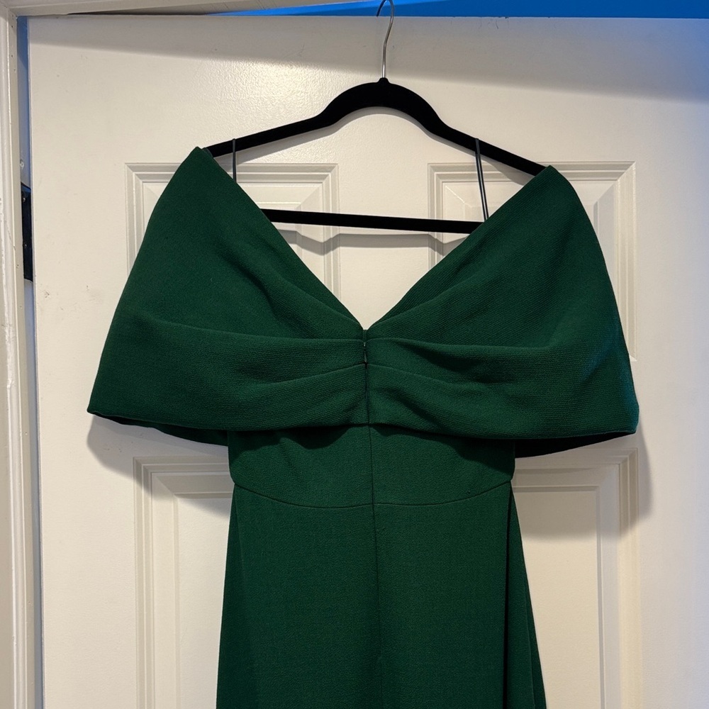 Lela Rose Emerald Green Gown Dress off shoulder - Picture 6 of 10